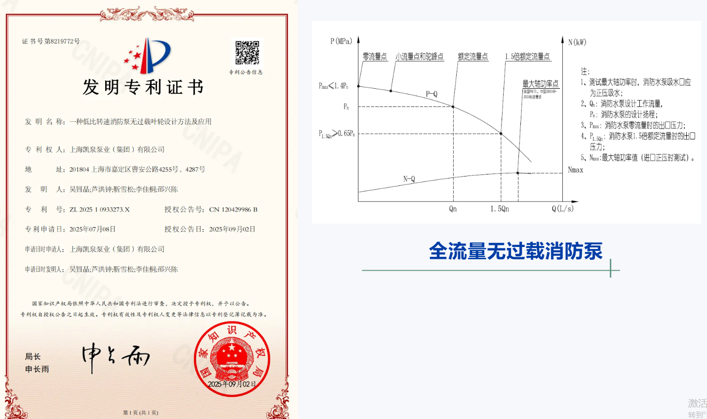 凯泉全流量无过载消防泵专利